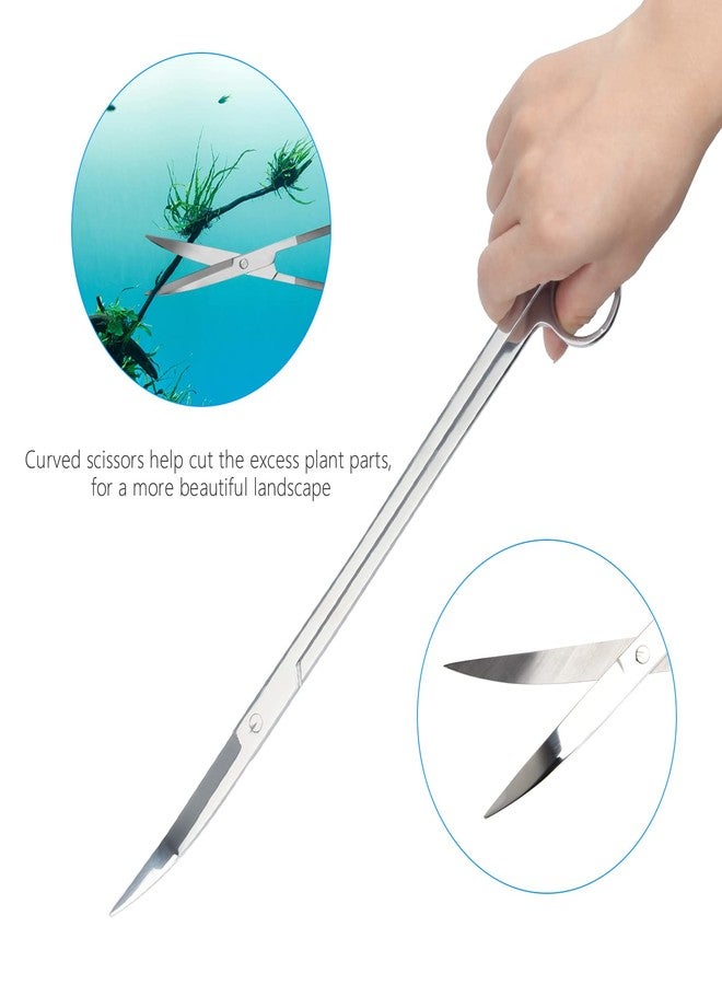 Liveek Aquarium Aquascape Tools Kit 15in, 4 in 1 Anti-Rust Aquatic Plant Aquascaping Tool Stainless Steel Tweezers Scissor Spatula for Aquarium Tank Clean Fish Tank Aquascape Accessories Set(Silver) - Image 5